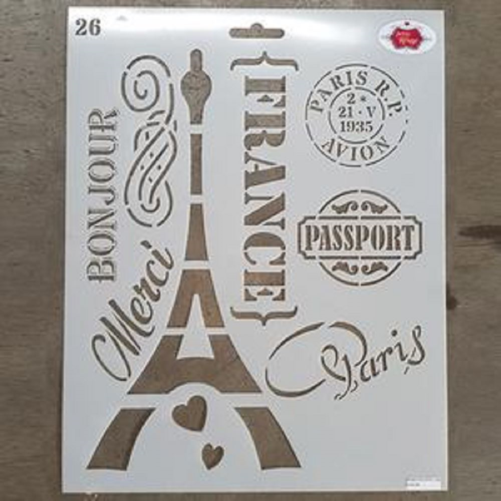 Bonjour Eiffel Stencil 345X273