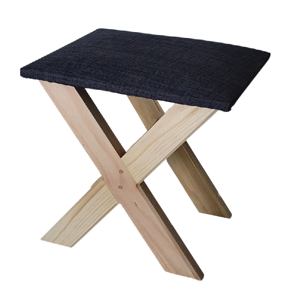 Cross Leg Dresser Stool Upholstered Seat - RAW