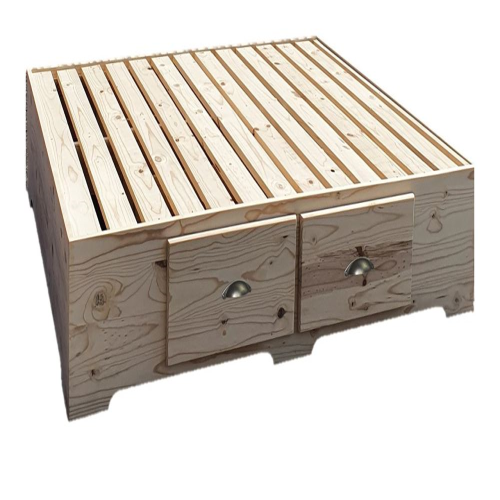 Box Bed with Double Drawers - RAW