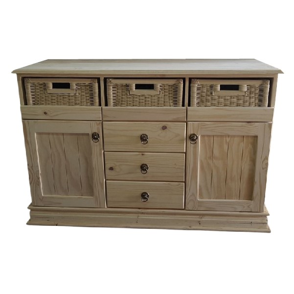 French 3 Basket Sideboard 1370X550X900 - RAW