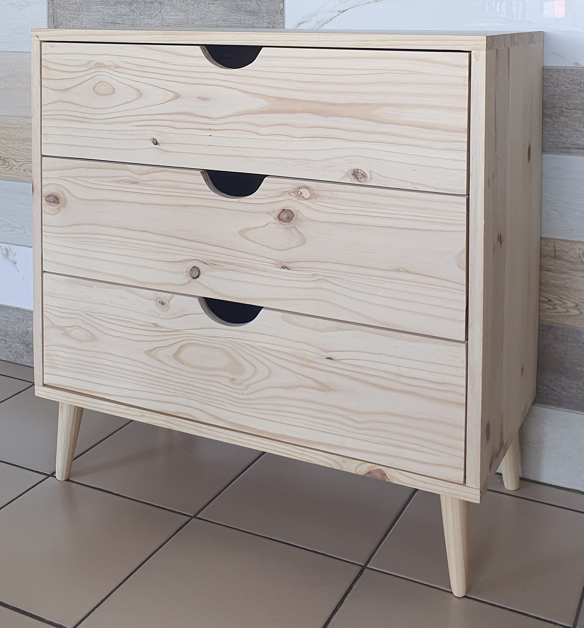 Lotus 3 Dr Chest of Drawers - RAW