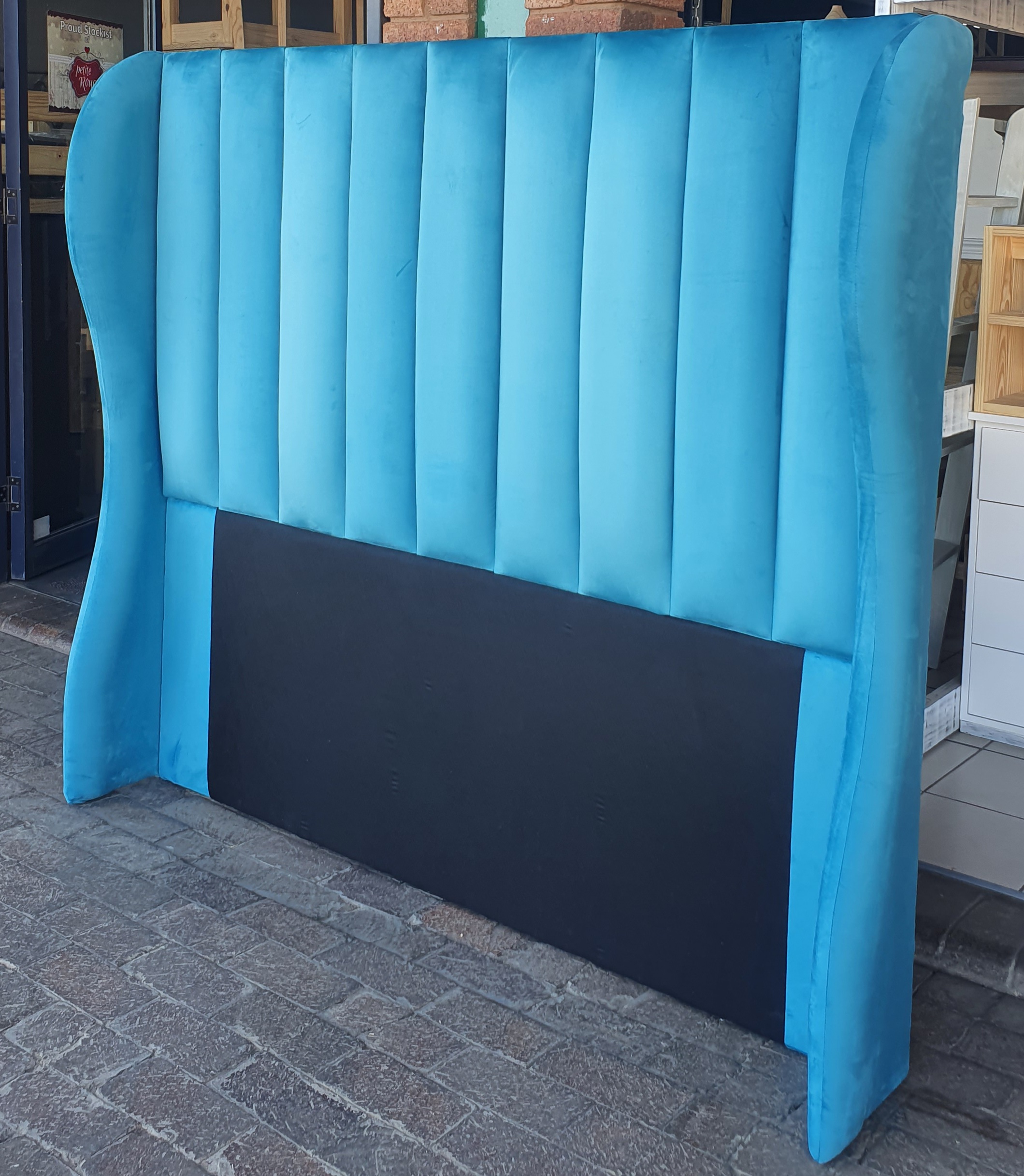 Velvet Panel Headboard Curved Wings